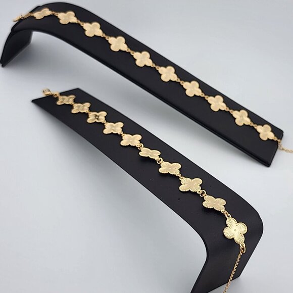 Brand New Brazilian 18k Gold Filled 10 Clover Anklet - Picture 6 of 8